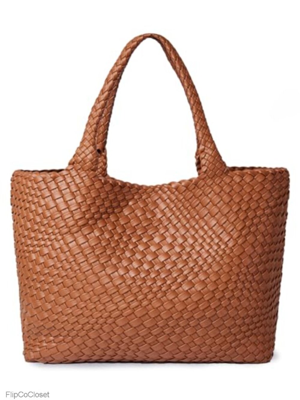 Woven Tote Bag Soft Vegan Leather Large Shoulder Bag